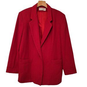 Vintage 80s DUMAS Blazer 100% Wool Oversized Academia Bright‎ Red Est Sz L / 12